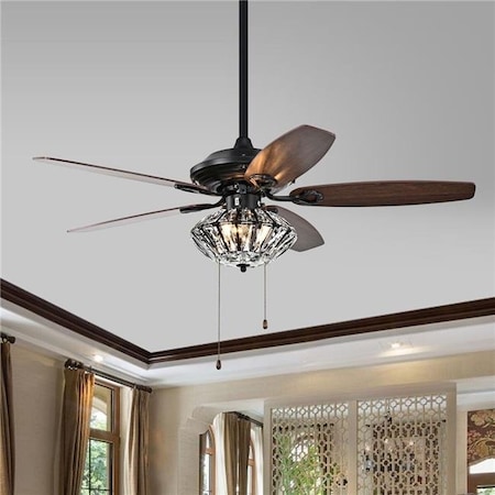 Warehouse Of Tiffany Warehouse of Tiffany CFL-8366MB Copper Indoor Hand Pull Chain Ceiling Fan with Light Kit; Black CFL-8366MB